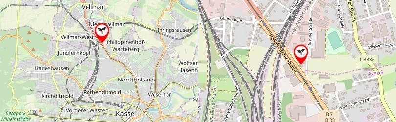 Karte die den Standort der Baumschule zeigt.
